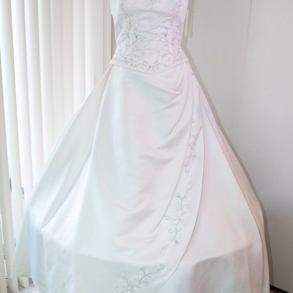 Kay's Bridal, Silk A-line Wedding Dress - Picture 1 of 5